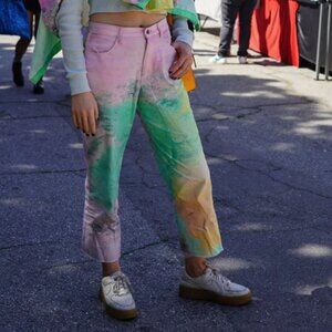 The Kit Alexa Pastel Sunset Fog High Waist Cropped Straight Leg Jeans